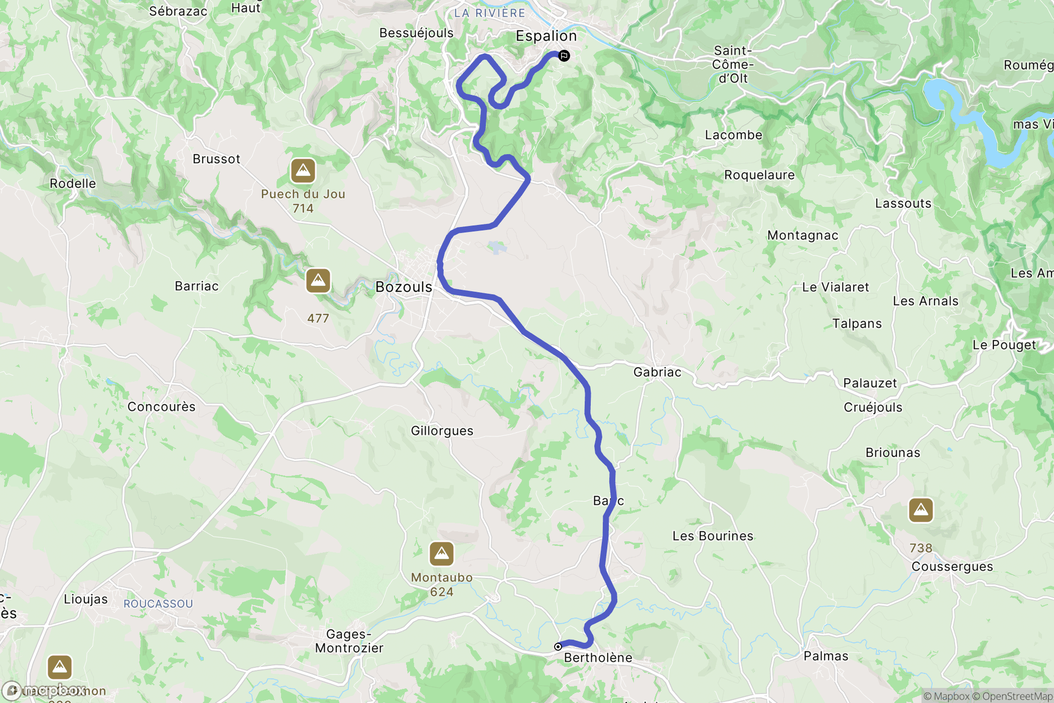 Bertholène : carte du parcours de randonnée - France
