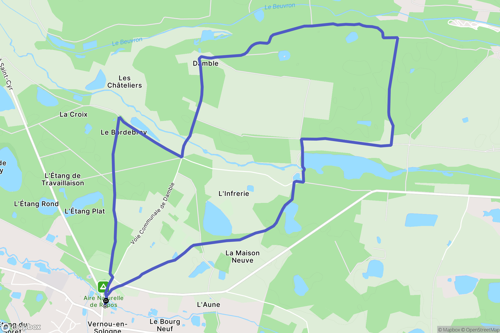 Vernou-en-Sologne : carte du parcours de randonnée - France
