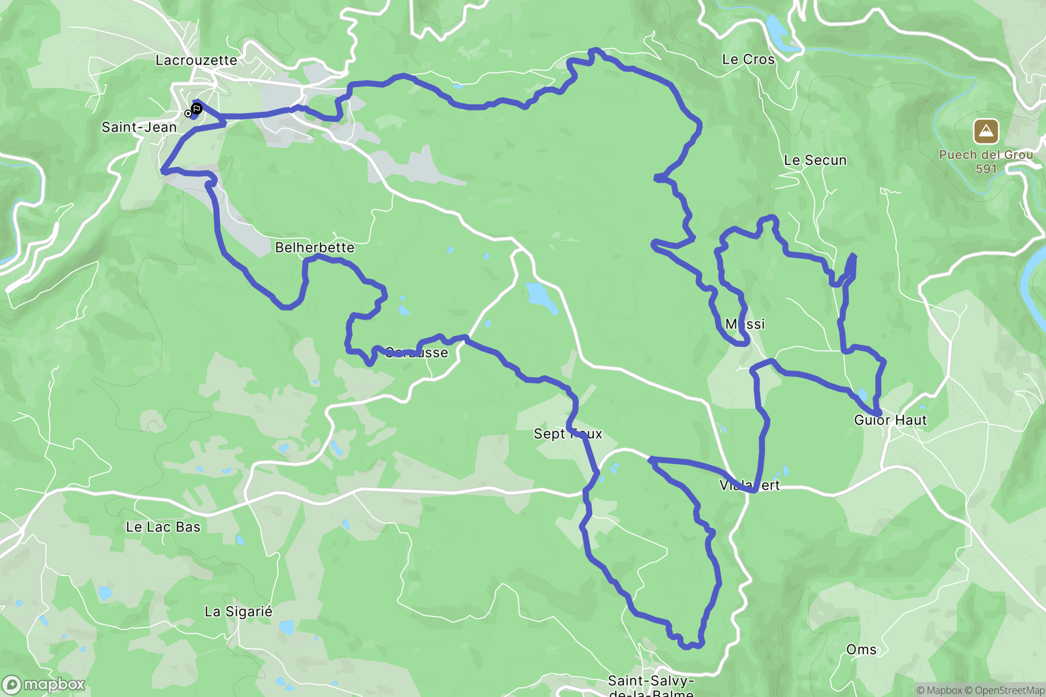 Lacrouzette : carte du parcours de randonnée - France