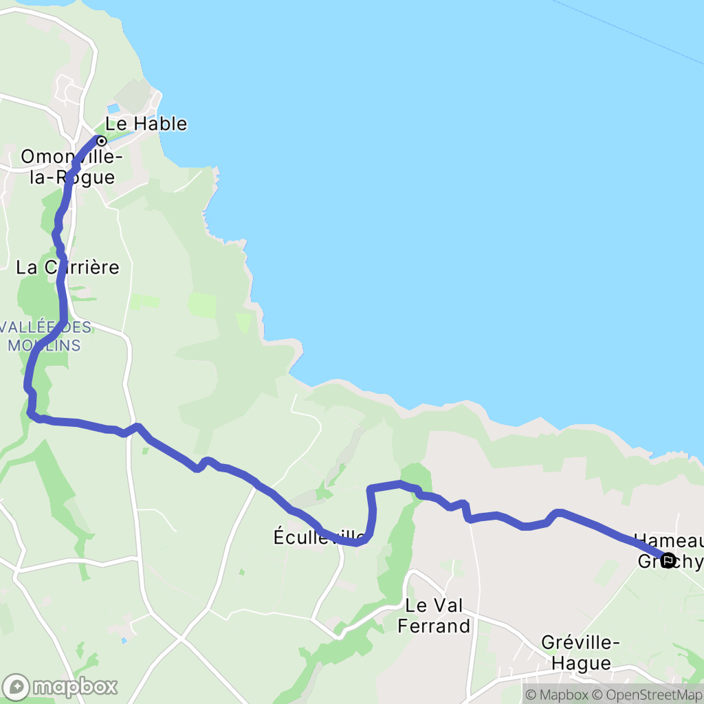 La Hague : carte du parcours de randonnée - France