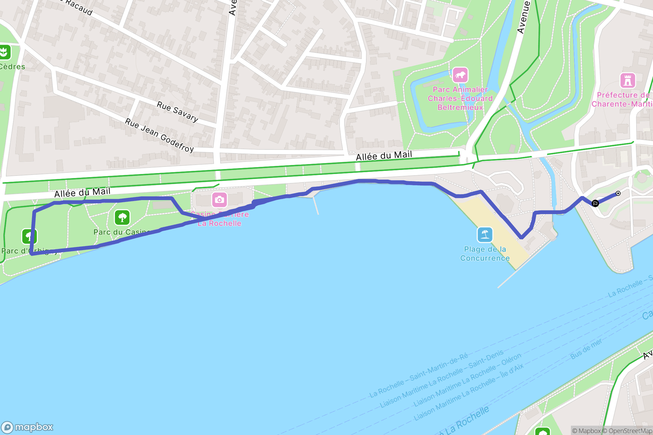 La Rochelle : carte du parcours de randonnée - France