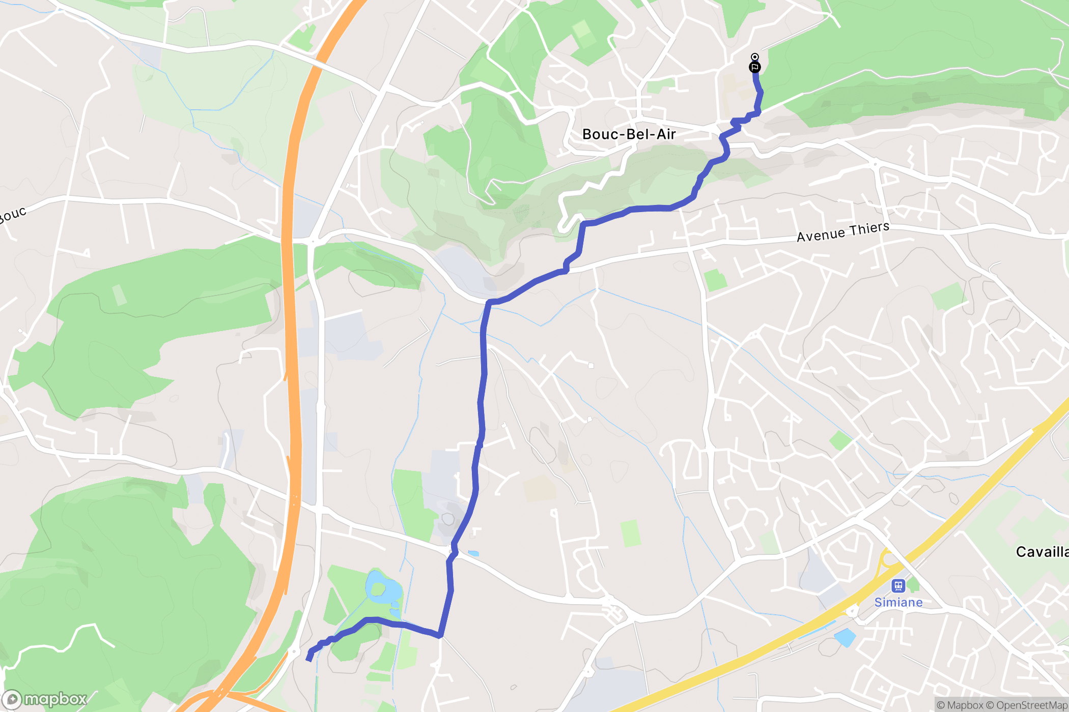Bouc-Bel-Air : carte du parcours de randonnée - France