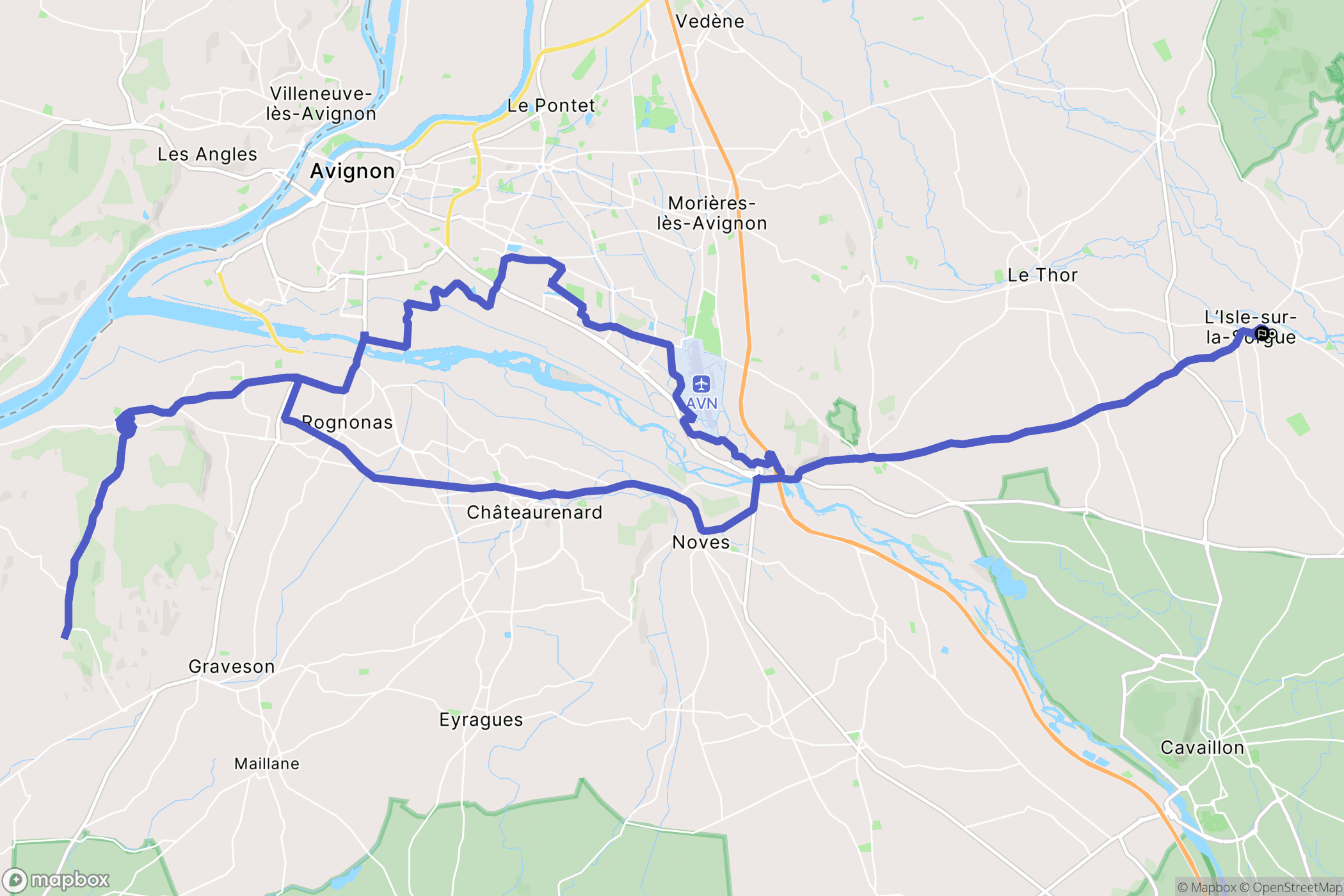 L'Isle-sur-la-Sorgue : carte du parcours de randonnée - France