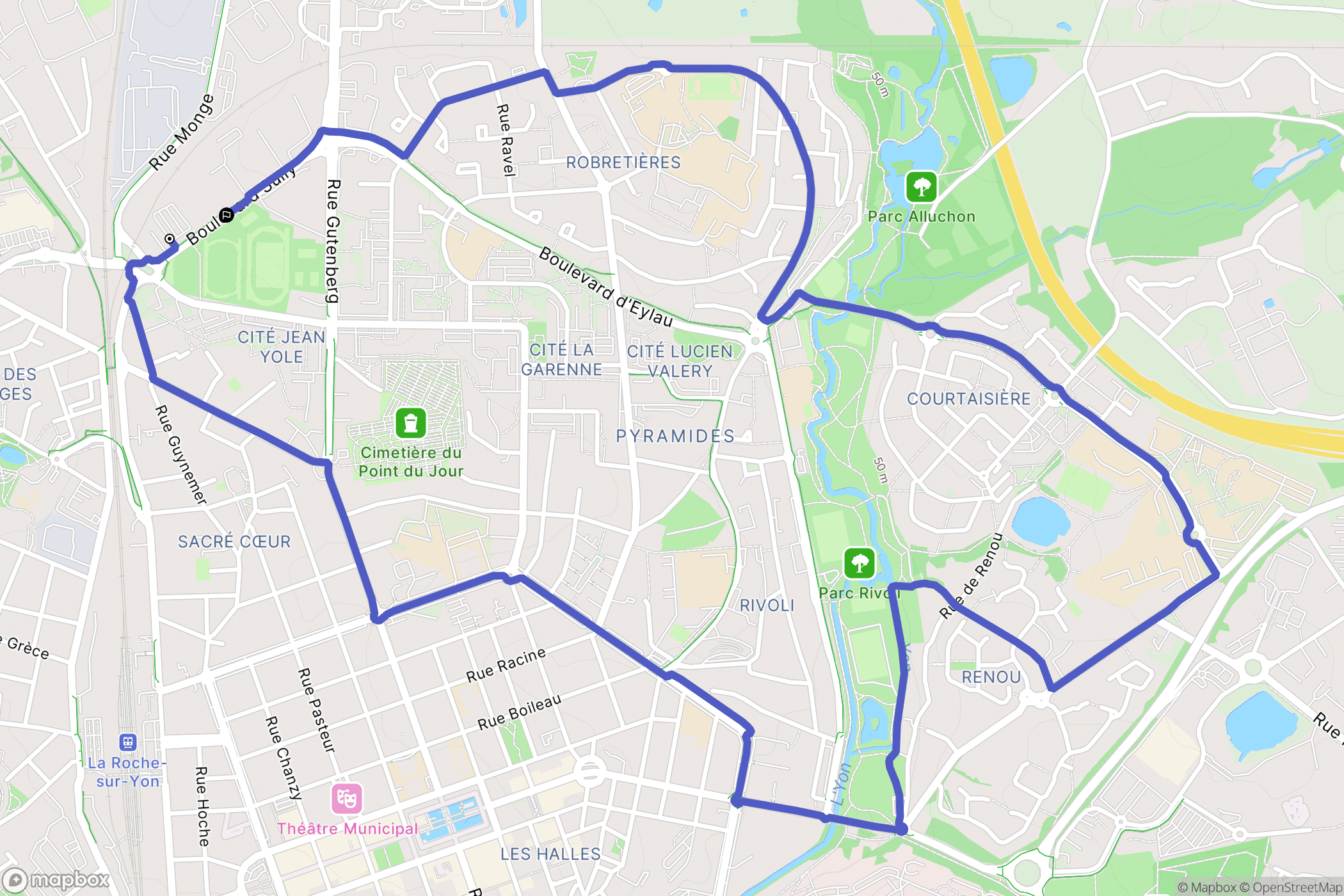 La Roche-sur-Yon : carte du parcours de randonnée - France