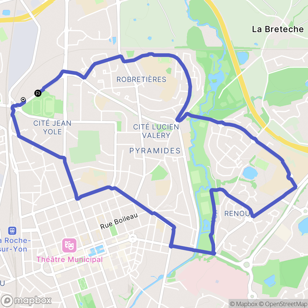 La Roche-sur-Yon : carte du parcours de randonnée - France