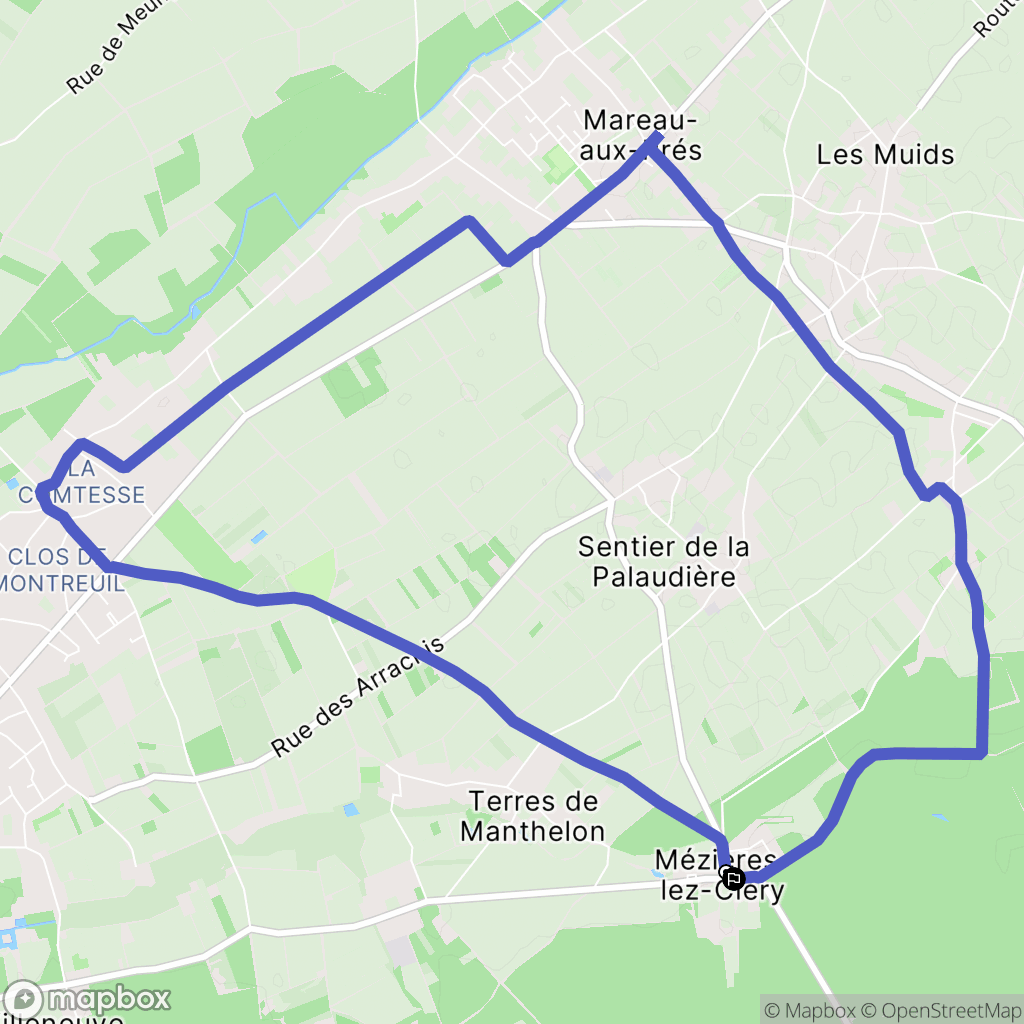 Mézières-lez-Cléry : carte du parcours de randonnée - France