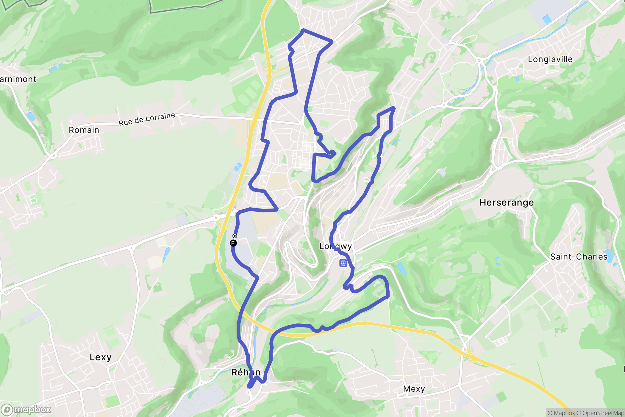 Longwy : carte du parcours de randonnée - France