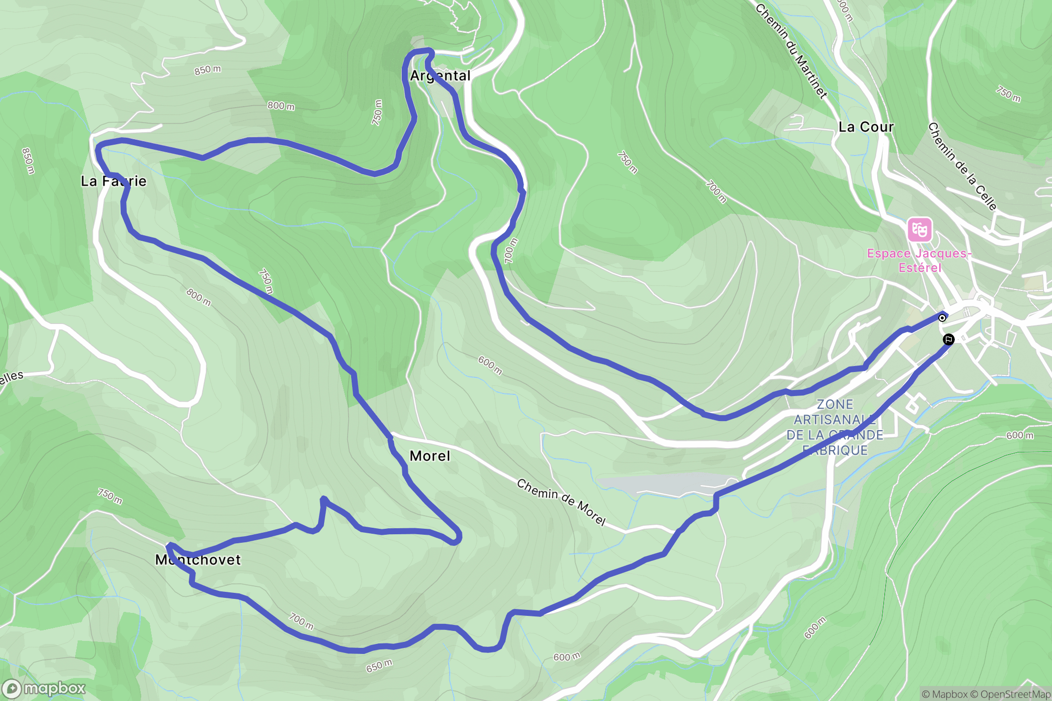 Bourg-Argental : carte du parcours de randonnée - France