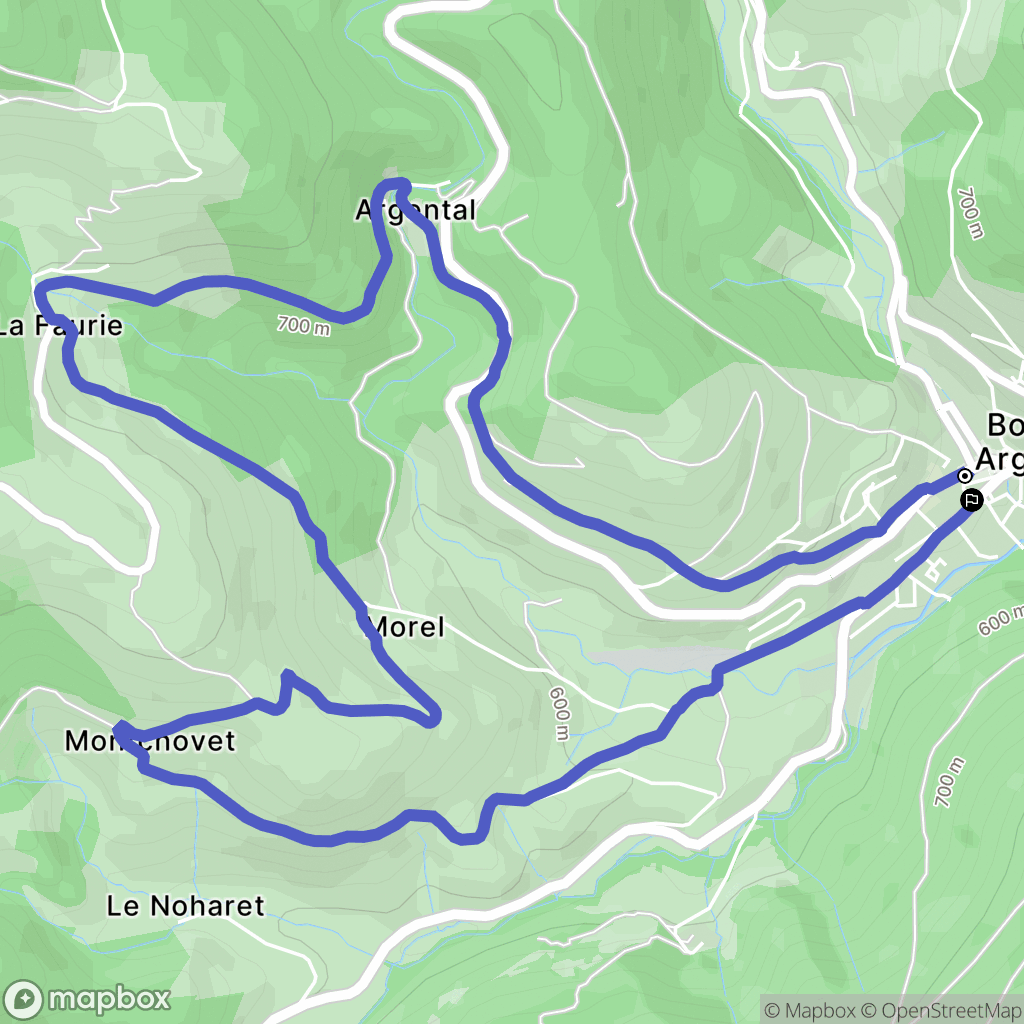 Bourg-Argental : carte du parcours de randonnée - France