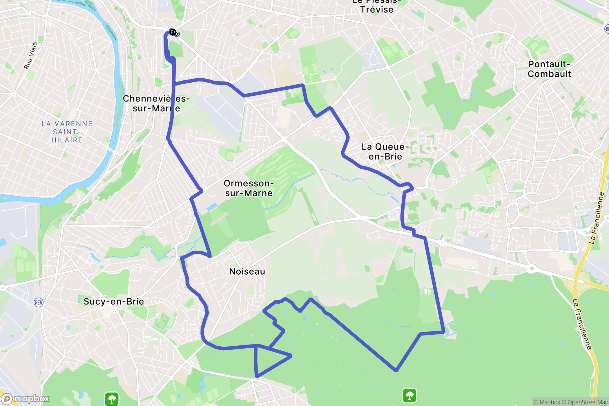 Chennevières-sur-Marne : carte du parcours de randonnée - France