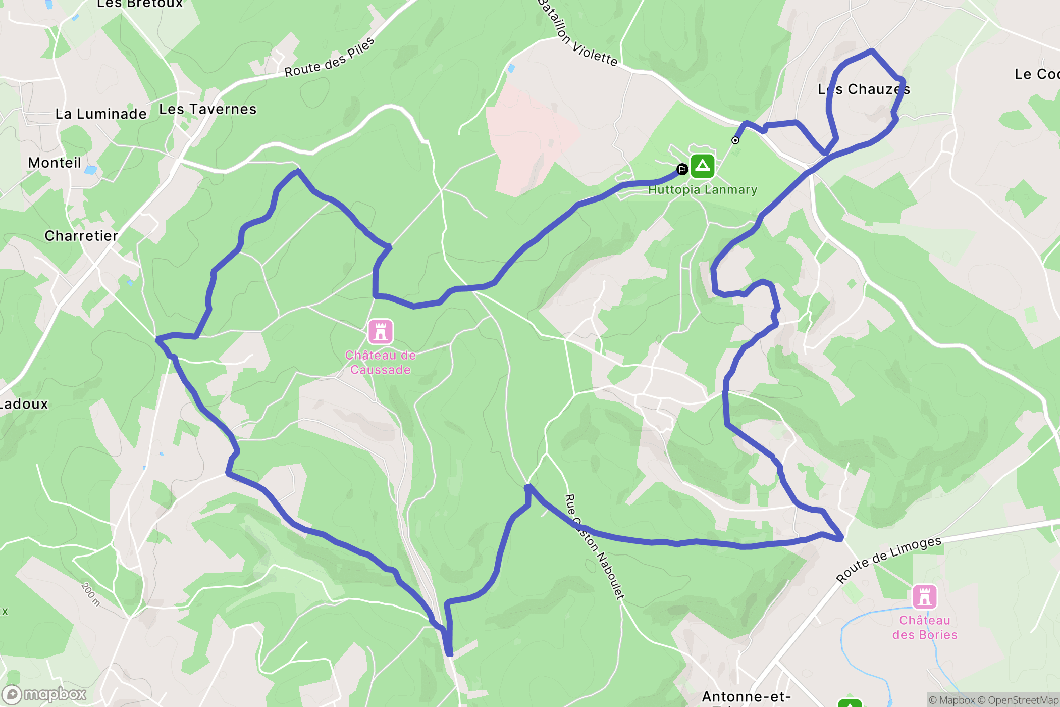 Antonne-et-Trigonant : carte du parcours de randonnée - France