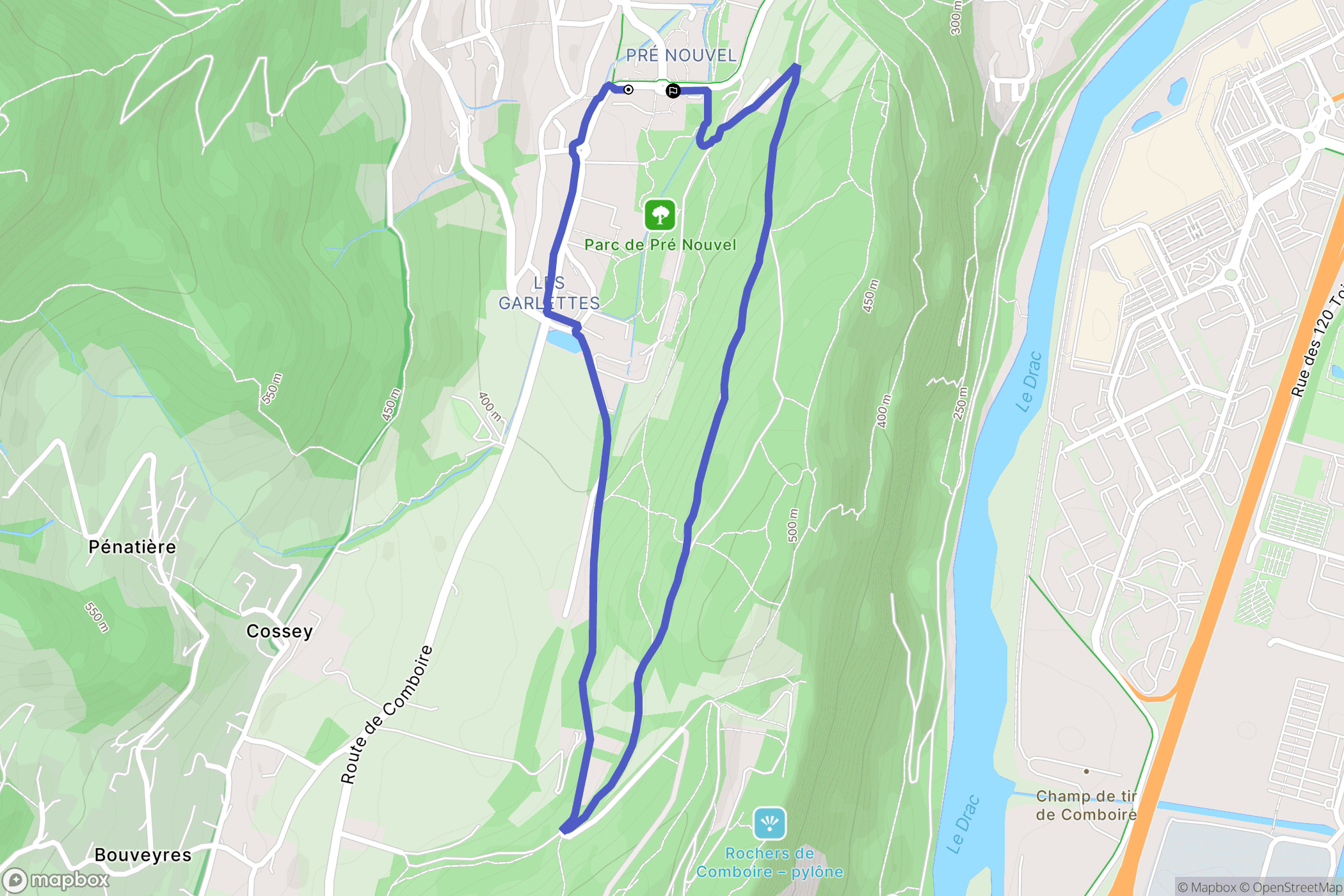 Seyssins : carte du parcours de randonnée - France