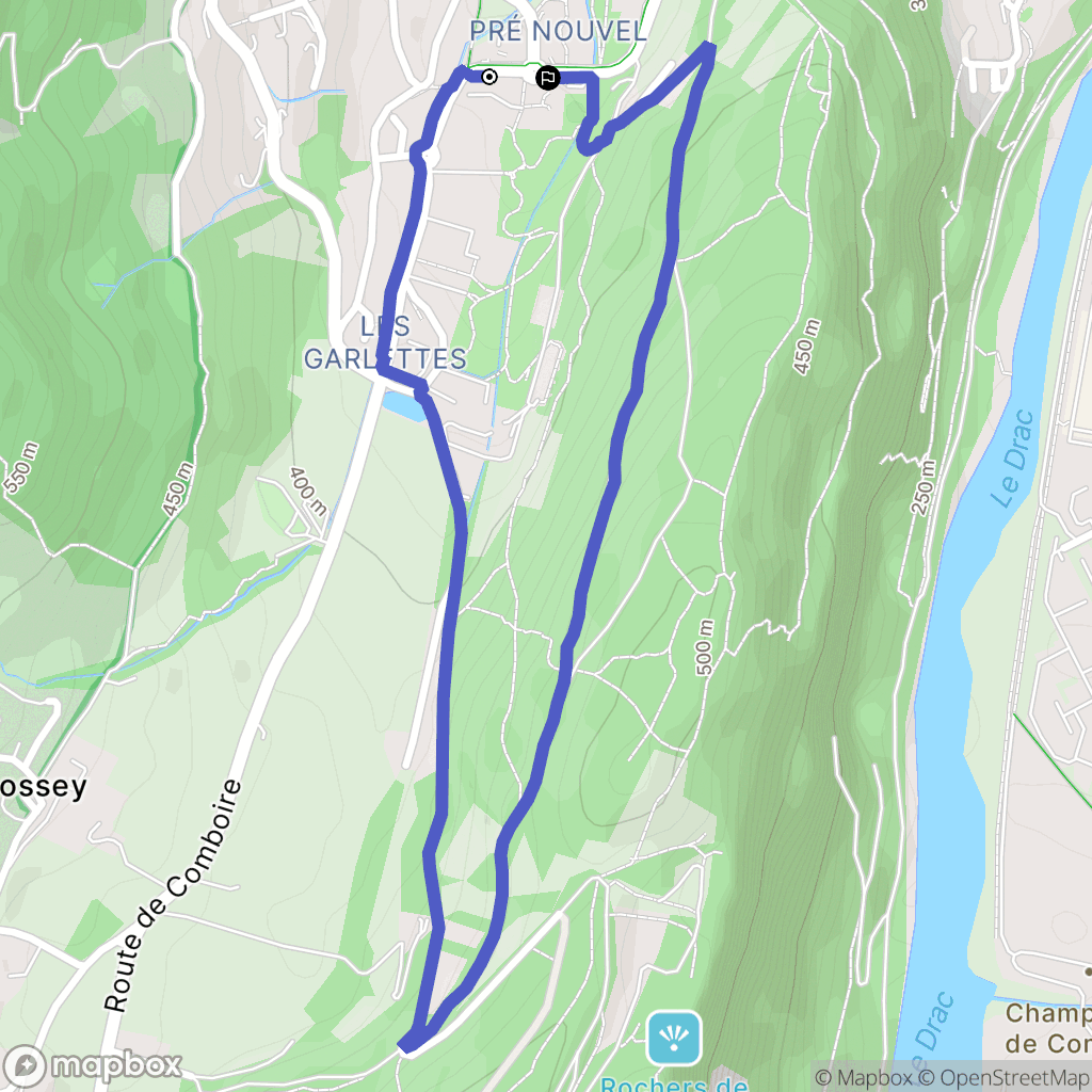 Seyssins : carte du parcours de randonnée - France