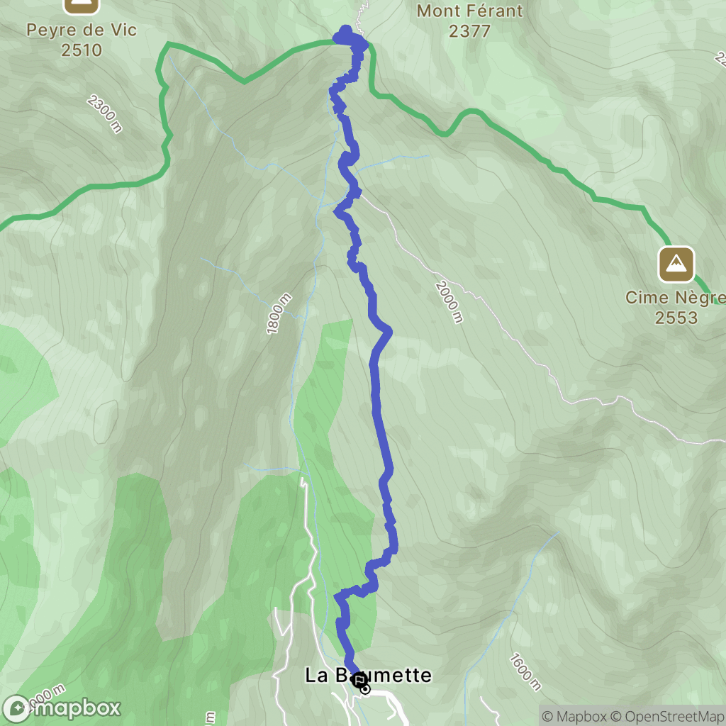 Péone : carte du parcours de randonnée - France