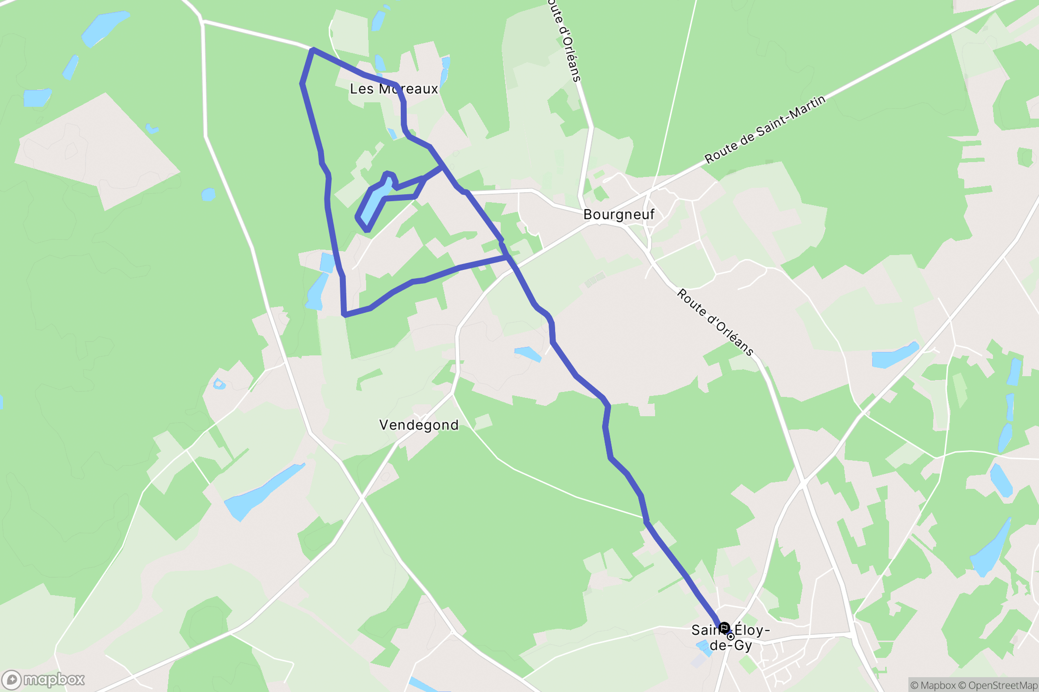 Saint-Éloy-de-Gy : carte du parcours de randonnée - France