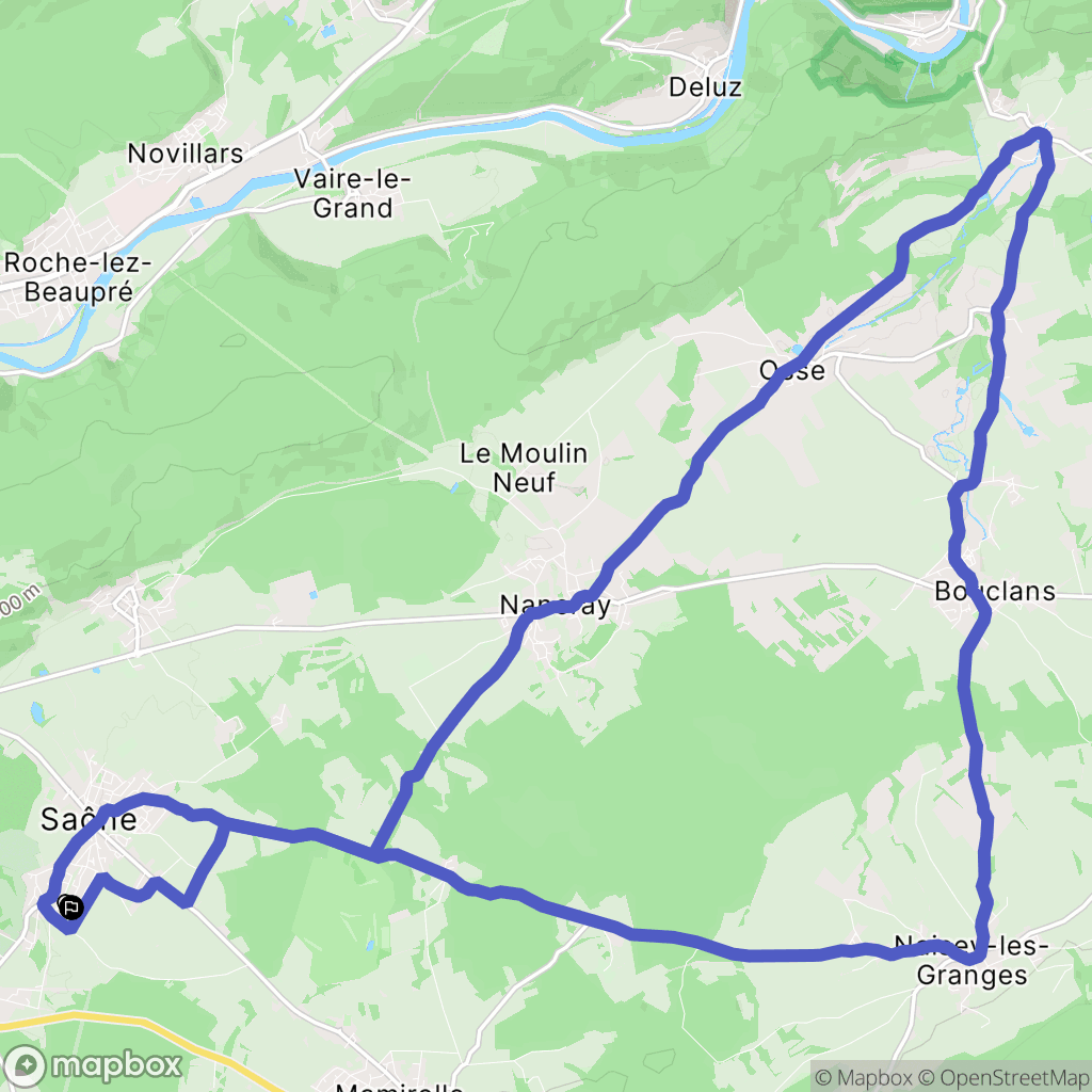 Saône : carte du parcours de randonnée - France