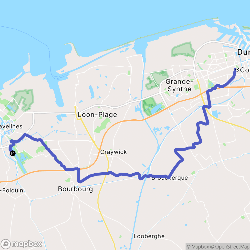 Dunkerque : carte du parcours de randonnée - France