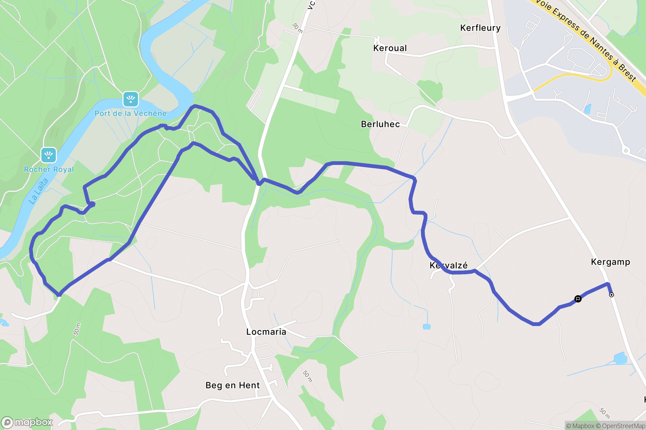 Rédéné : carte du parcours de randonnée - France