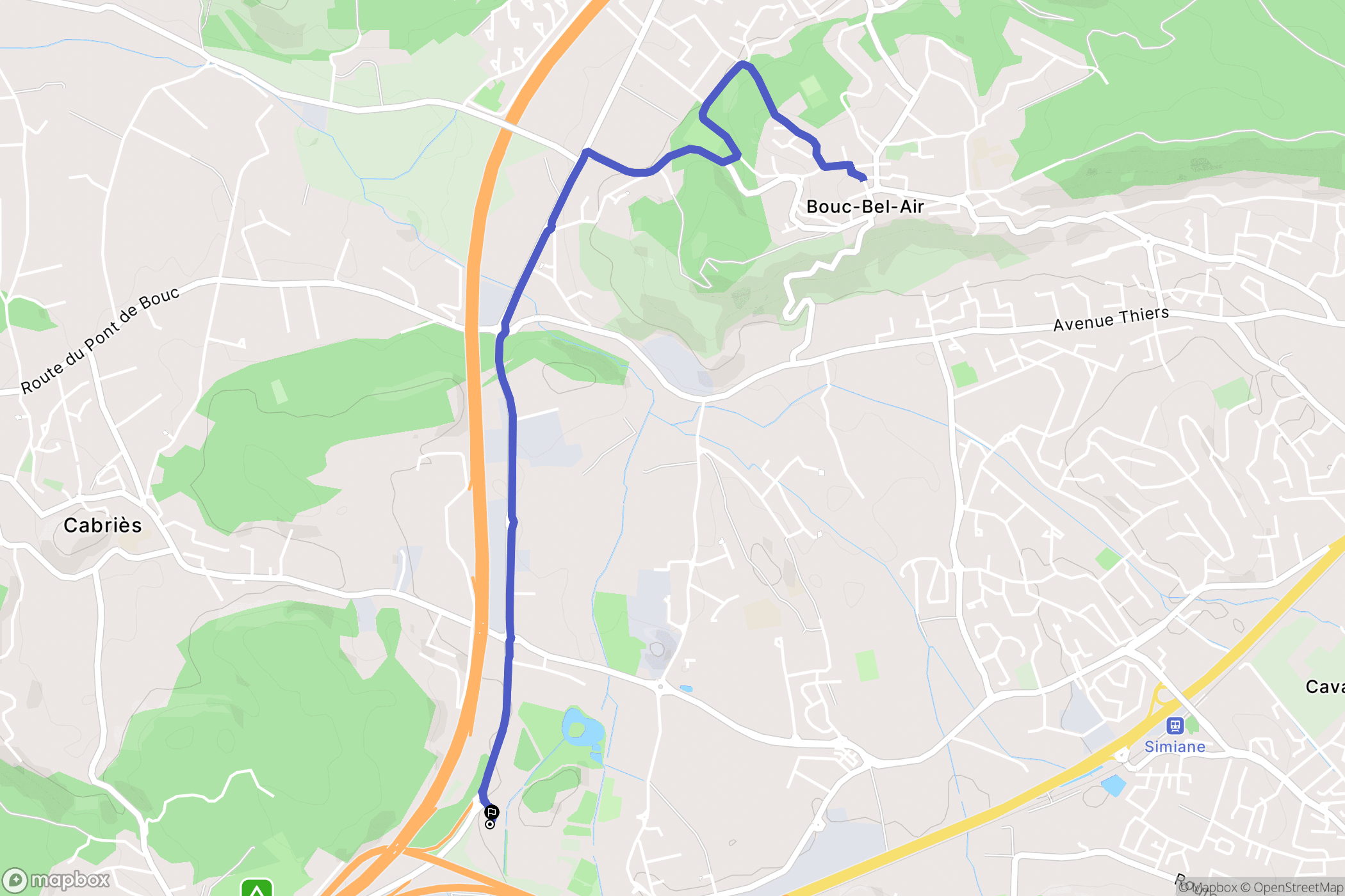Bouc-Bel-Air : carte du parcours de randonnée - France