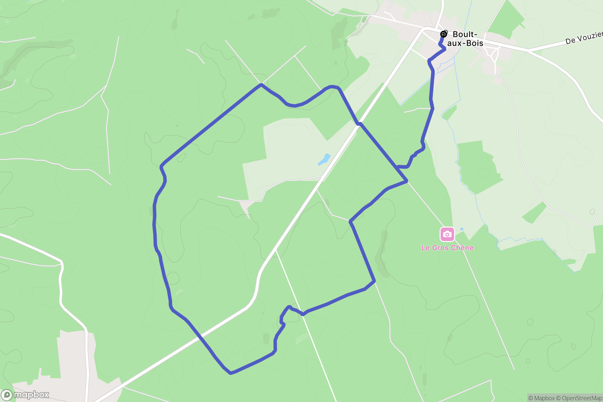 Boult-aux-Bois : carte du parcours de randonnée - France