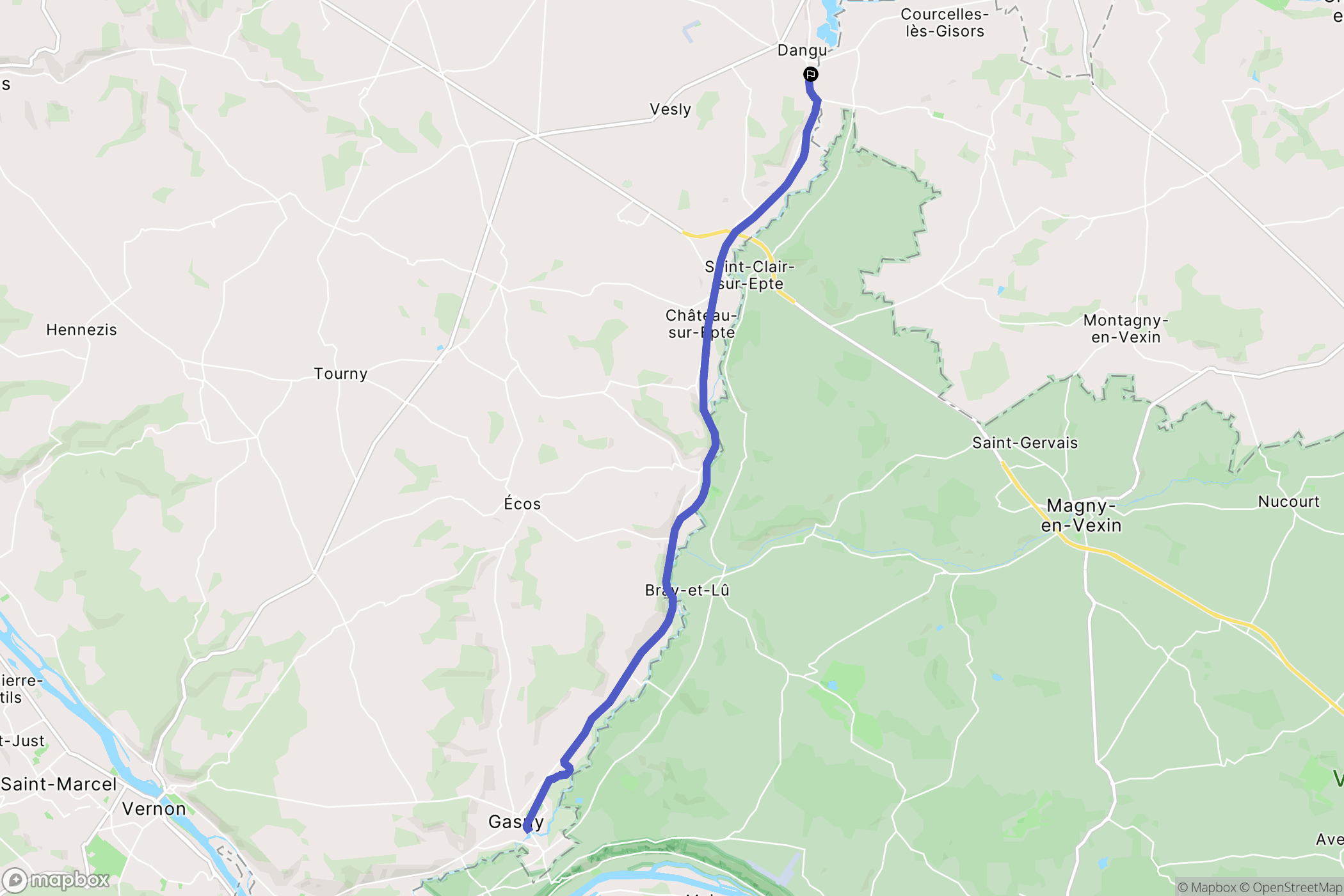 Dangu : carte du parcours de randonnée - France