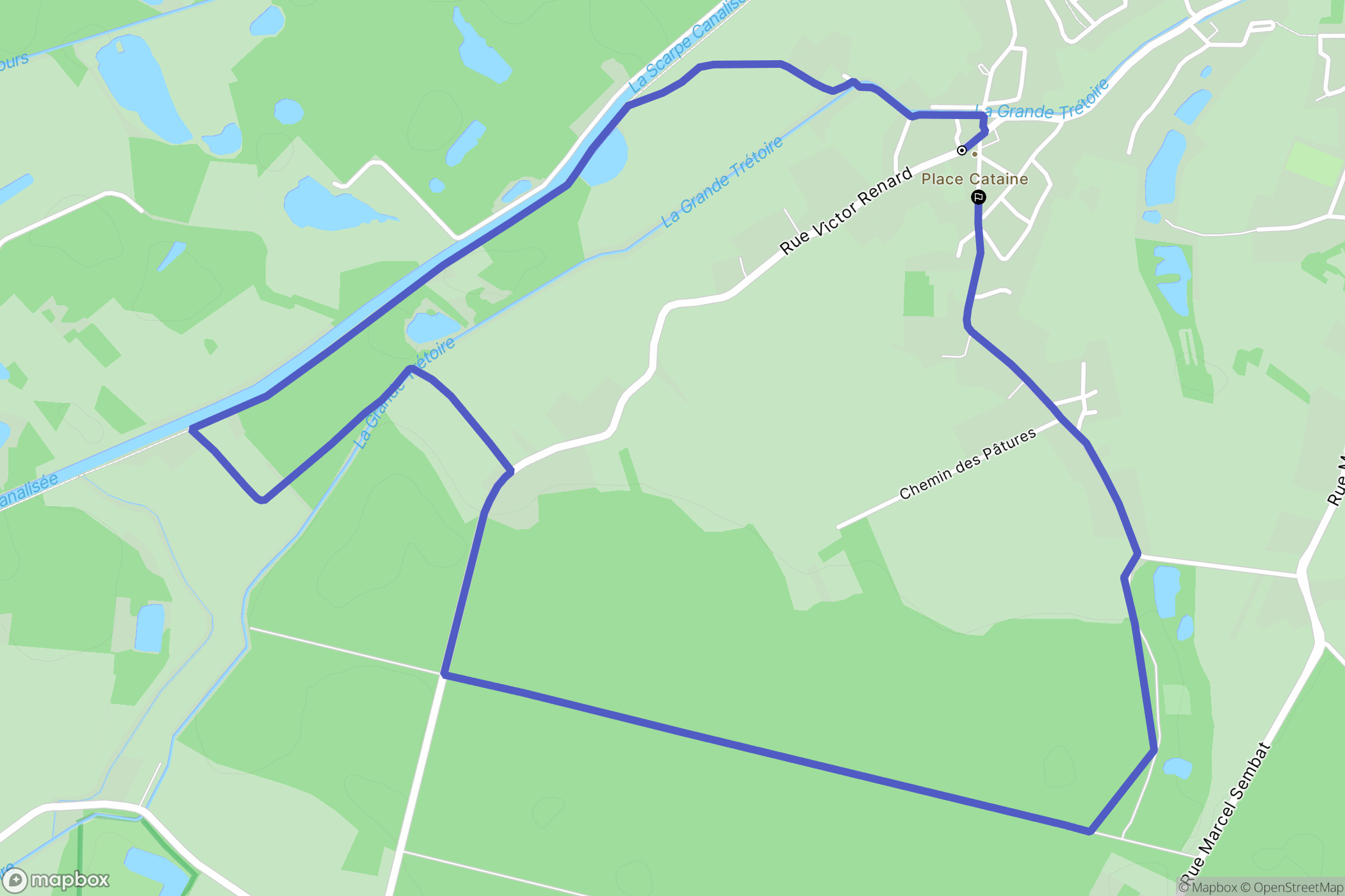 Hasnon : carte du parcours de randonnée - France