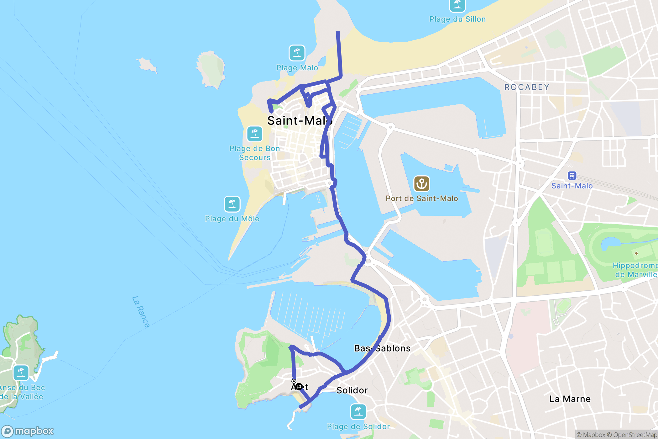 Saint-Malo : carte du parcours de randonnée - France