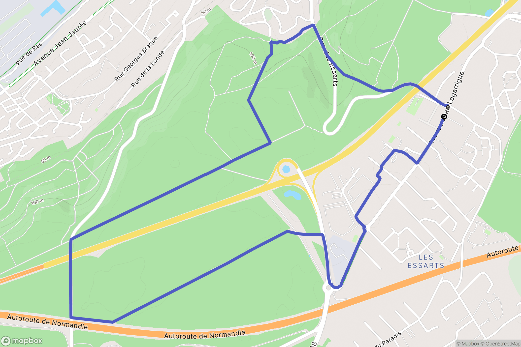 Grand-Couronne : carte du parcours de randonnée - France