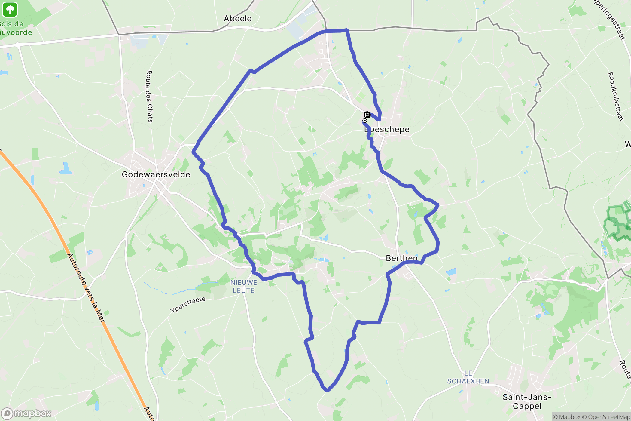 Boeschepe : carte du parcours de randonnée - France