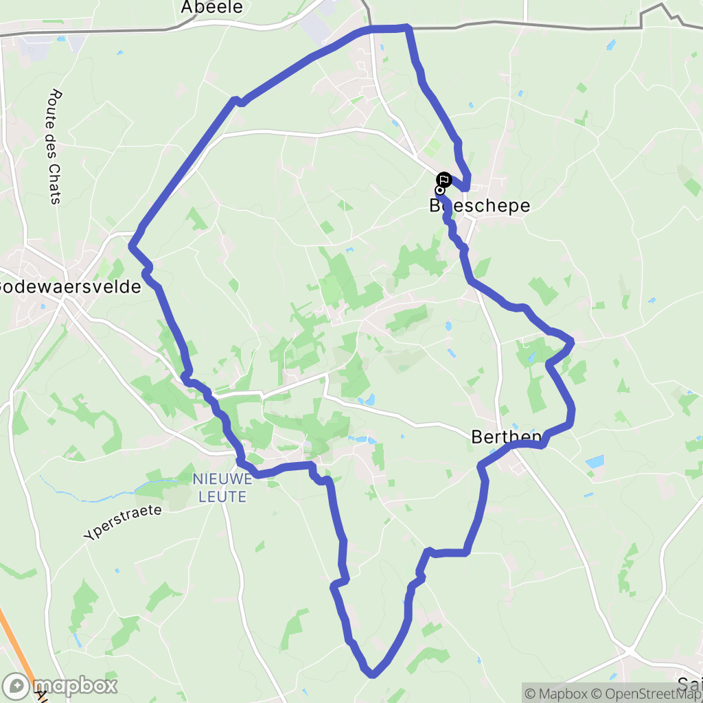 Boeschepe : carte du parcours de randonnée - France
