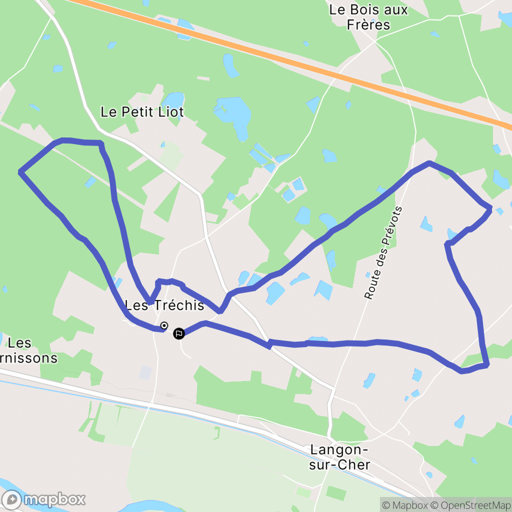 Langon-sur-Cher : carte du parcours de randonnée - France