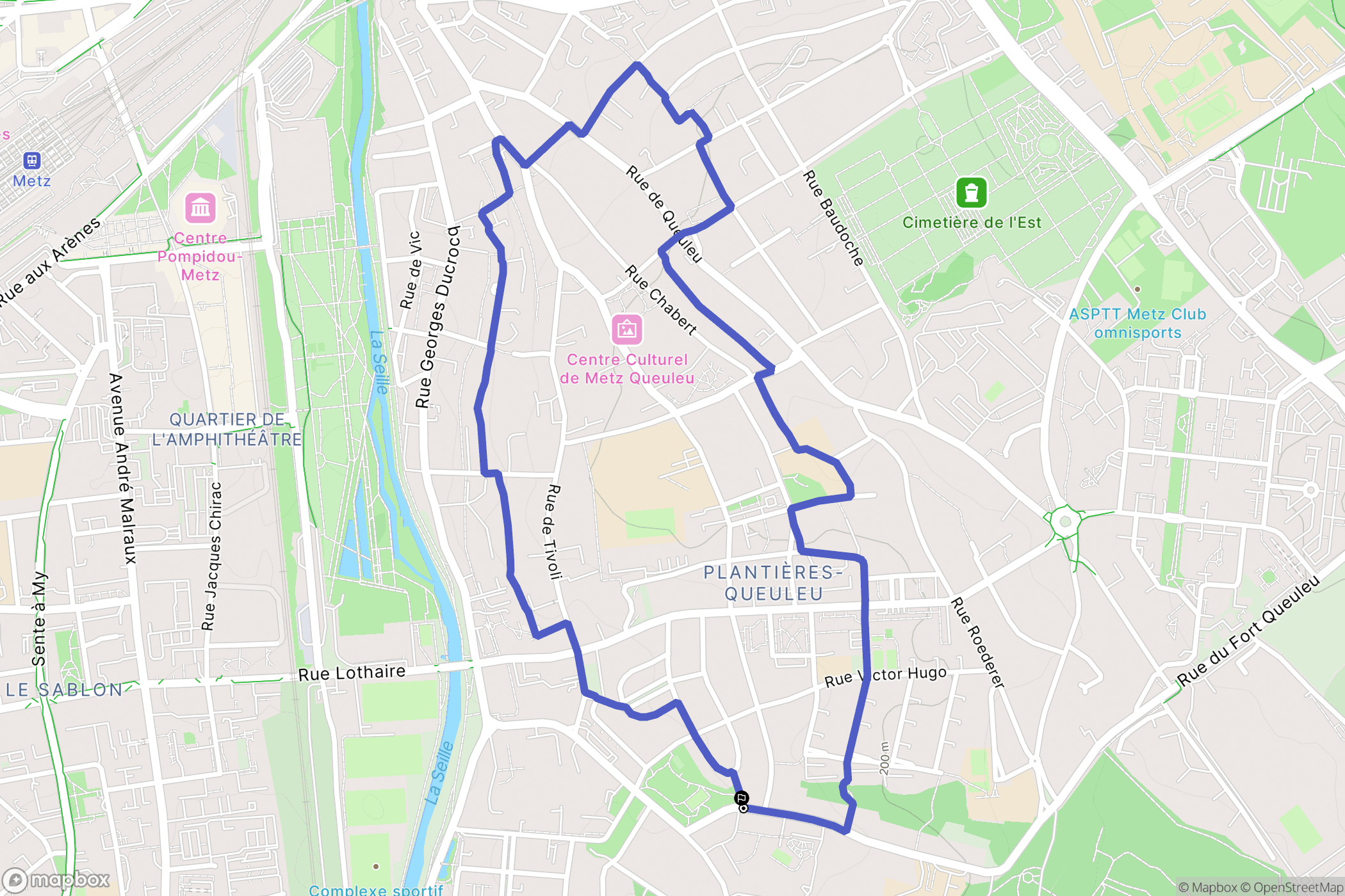 Metz : carte du parcours de randonnée - France