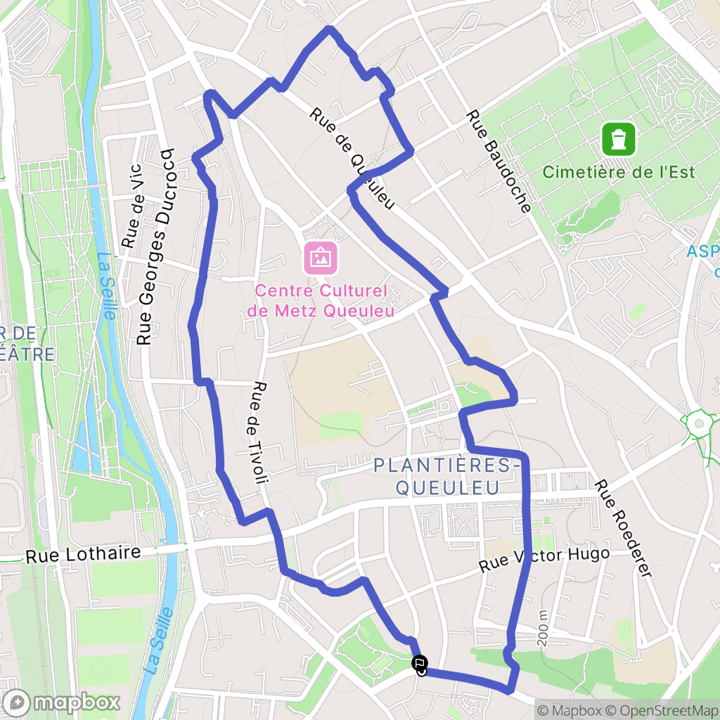 Metz : carte du parcours de randonnée - France