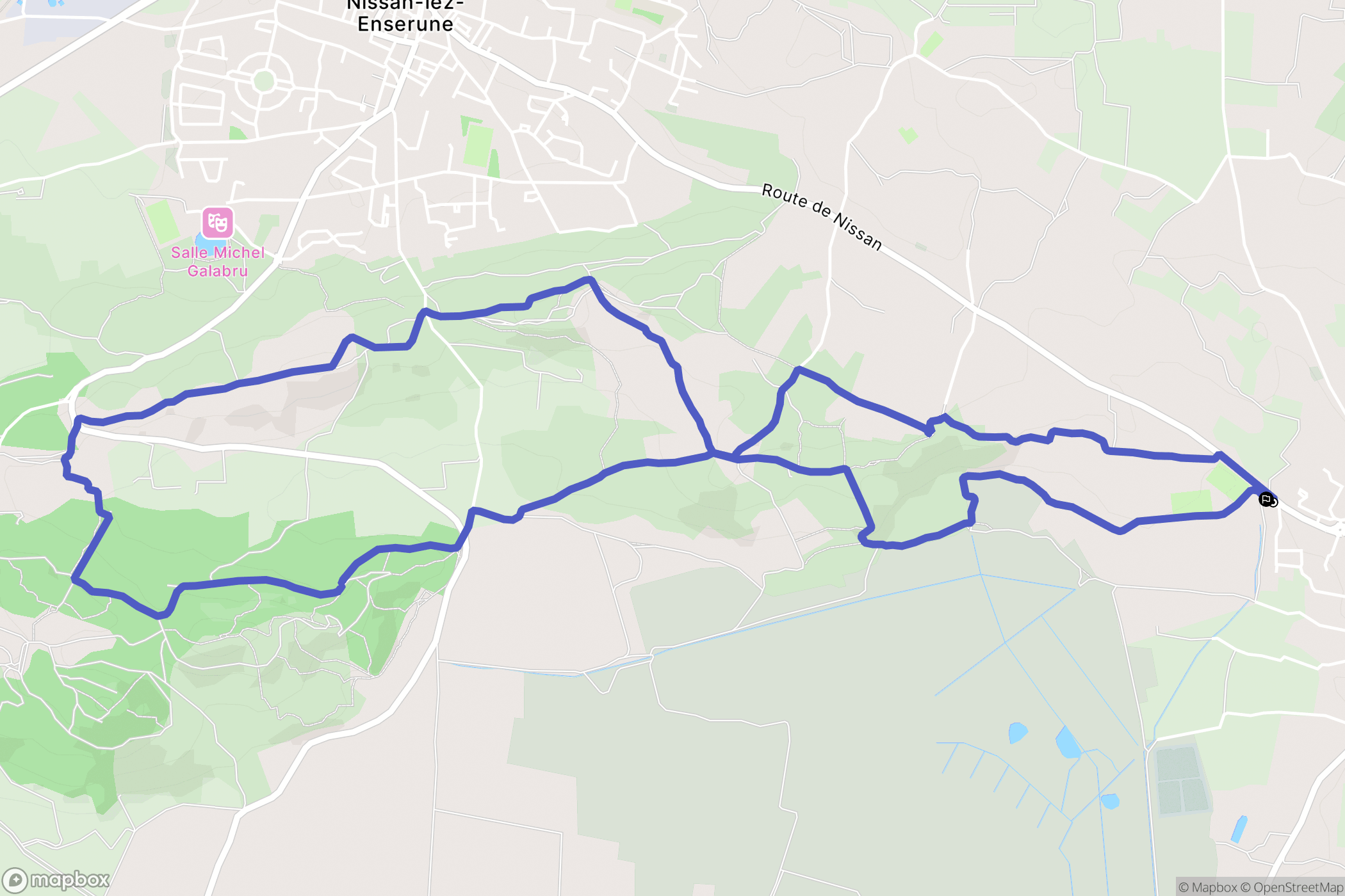 Lespignan : carte du parcours de randonnée - France
