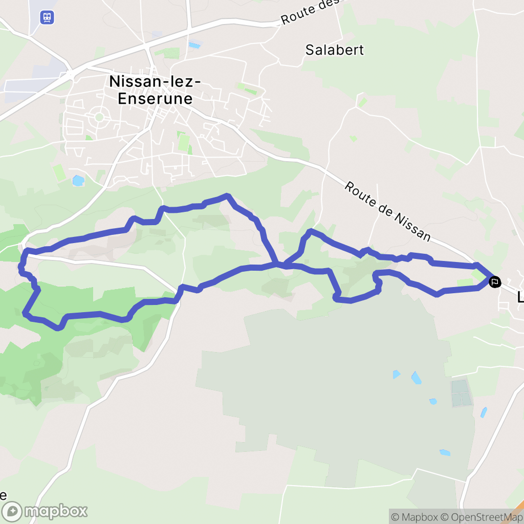 Lespignan : carte du parcours de randonnée - France