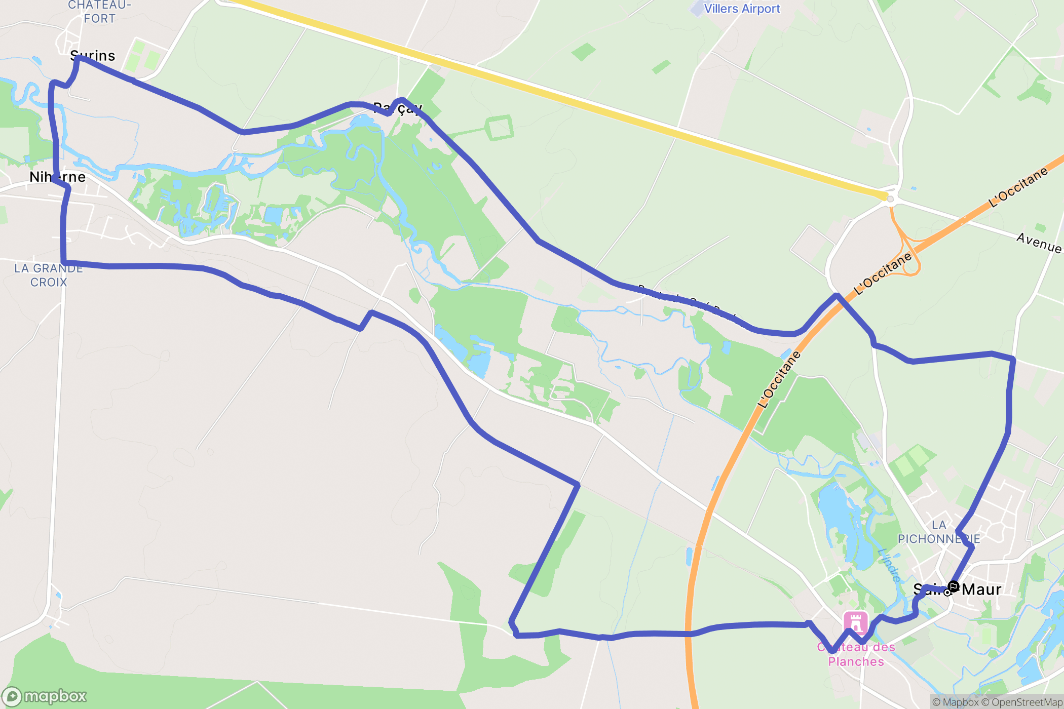 Saint-Maur : carte du parcours de randonnée - France
