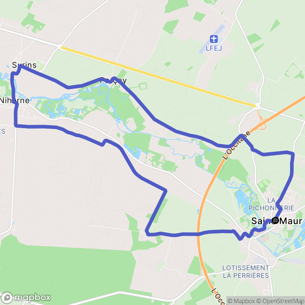 Saint-Maur : carte du parcours de randonnée - France