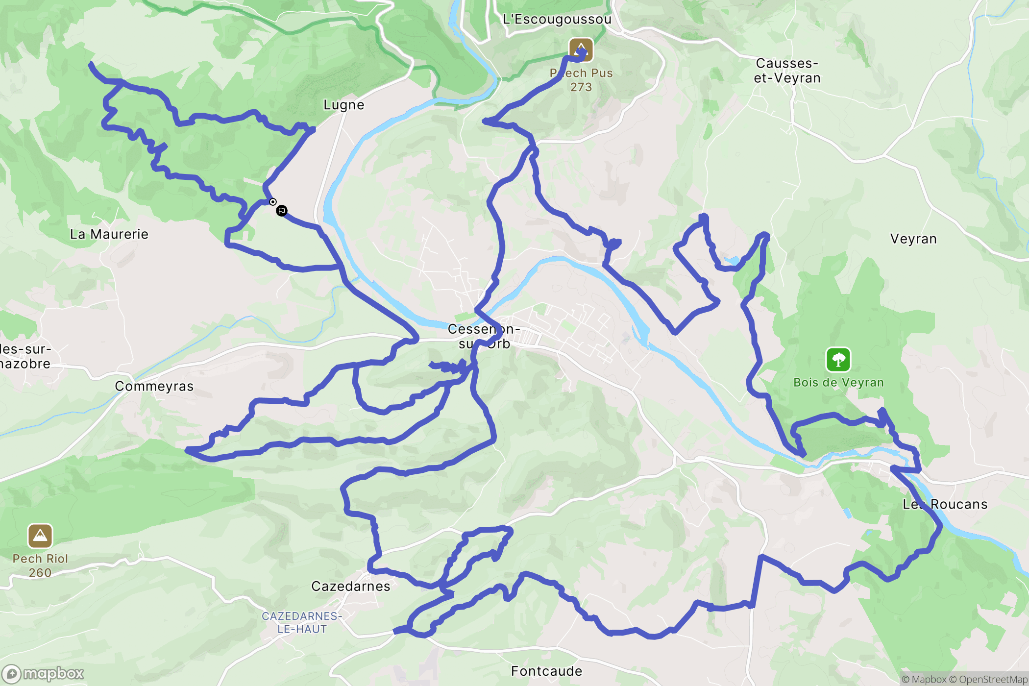 Cessenon-sur-Orb : carte du parcours de randonnée - France