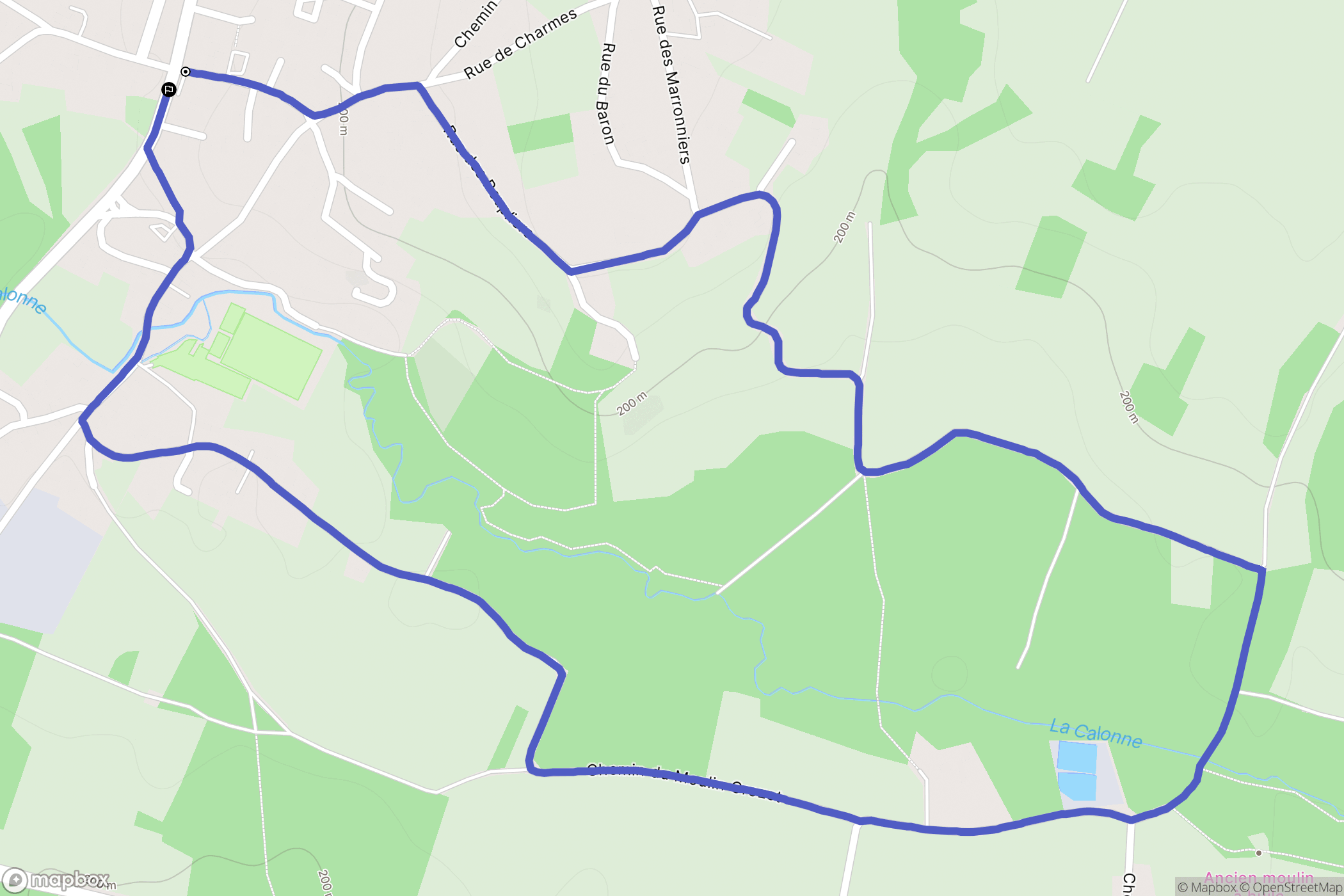 Guéreins : carte du parcours de randonnée - France
