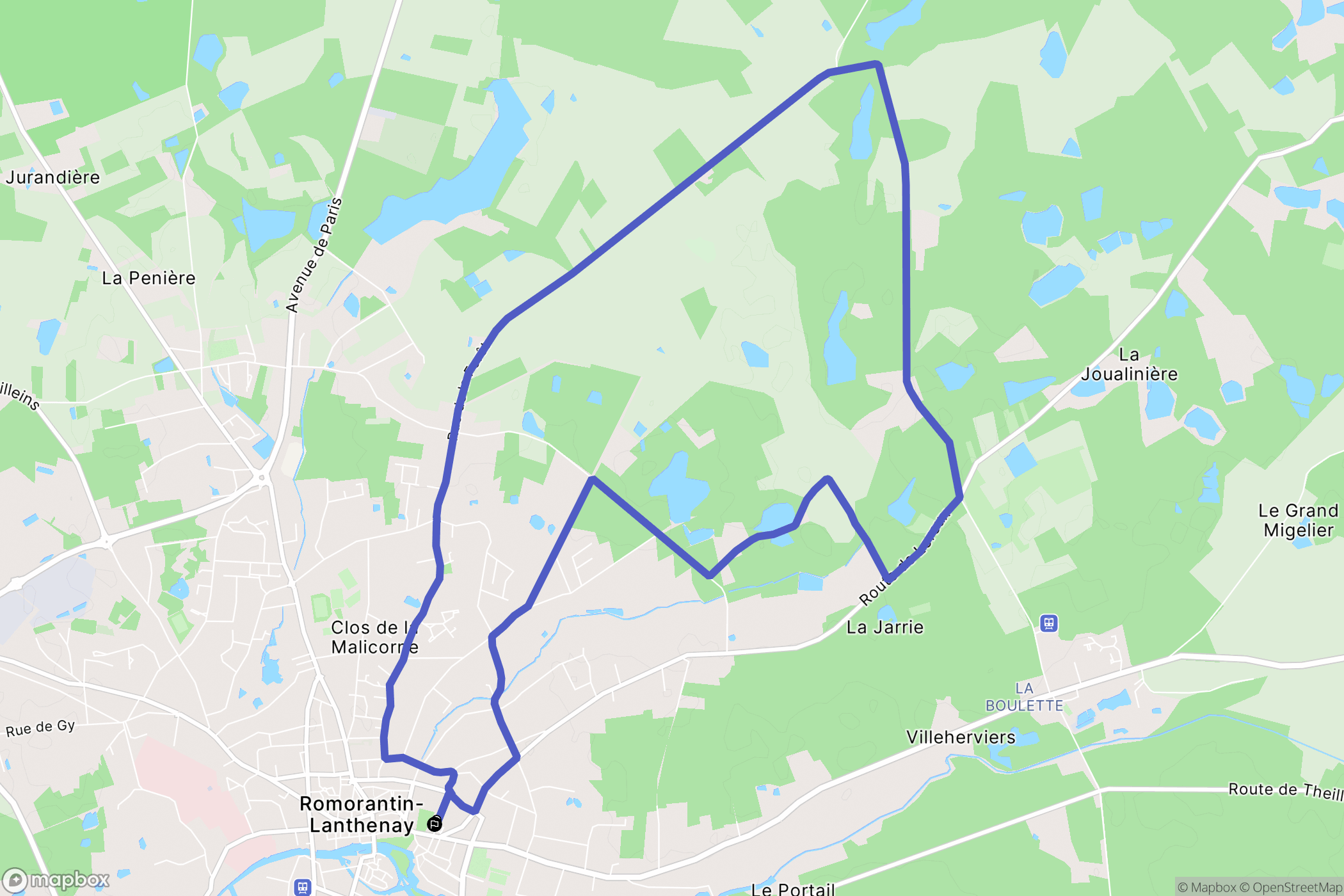 Romorantin-Lanthenay : carte du parcours de randonnée - France