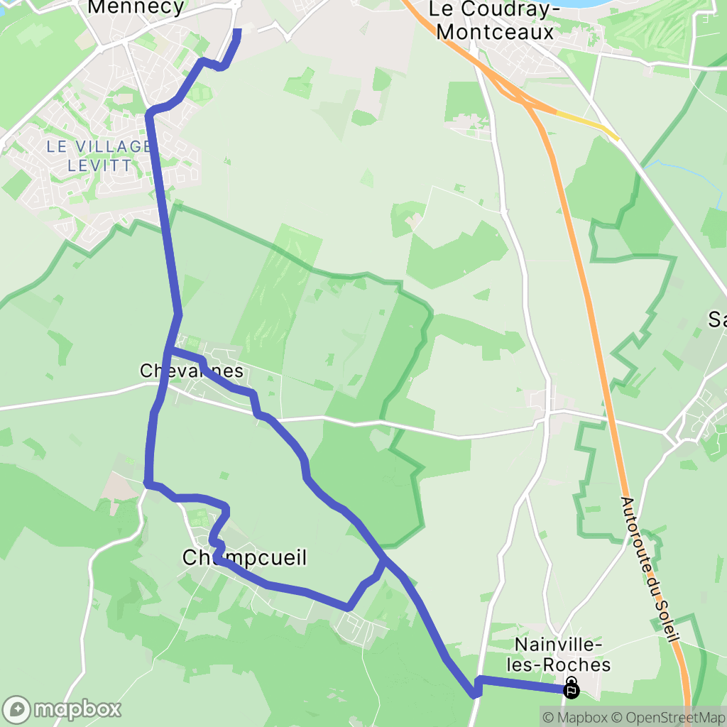 Nainville-les-Roches : carte du parcours de randonnée - France