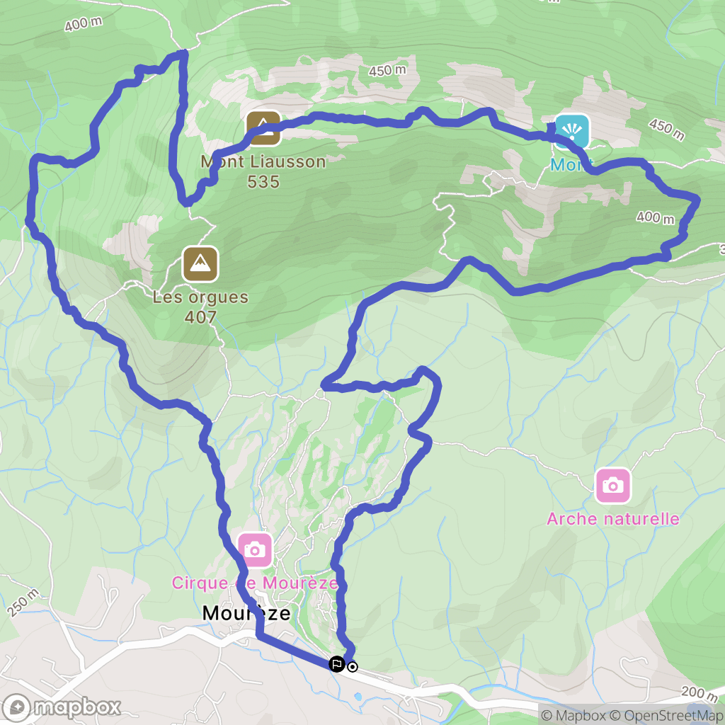 Mourèze : carte du parcours de randonnée - France