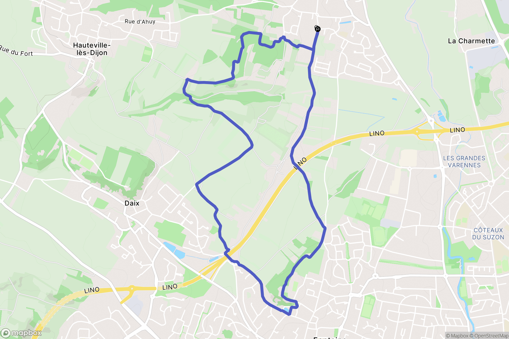 Ahuy : carte du parcours de randonnée - France