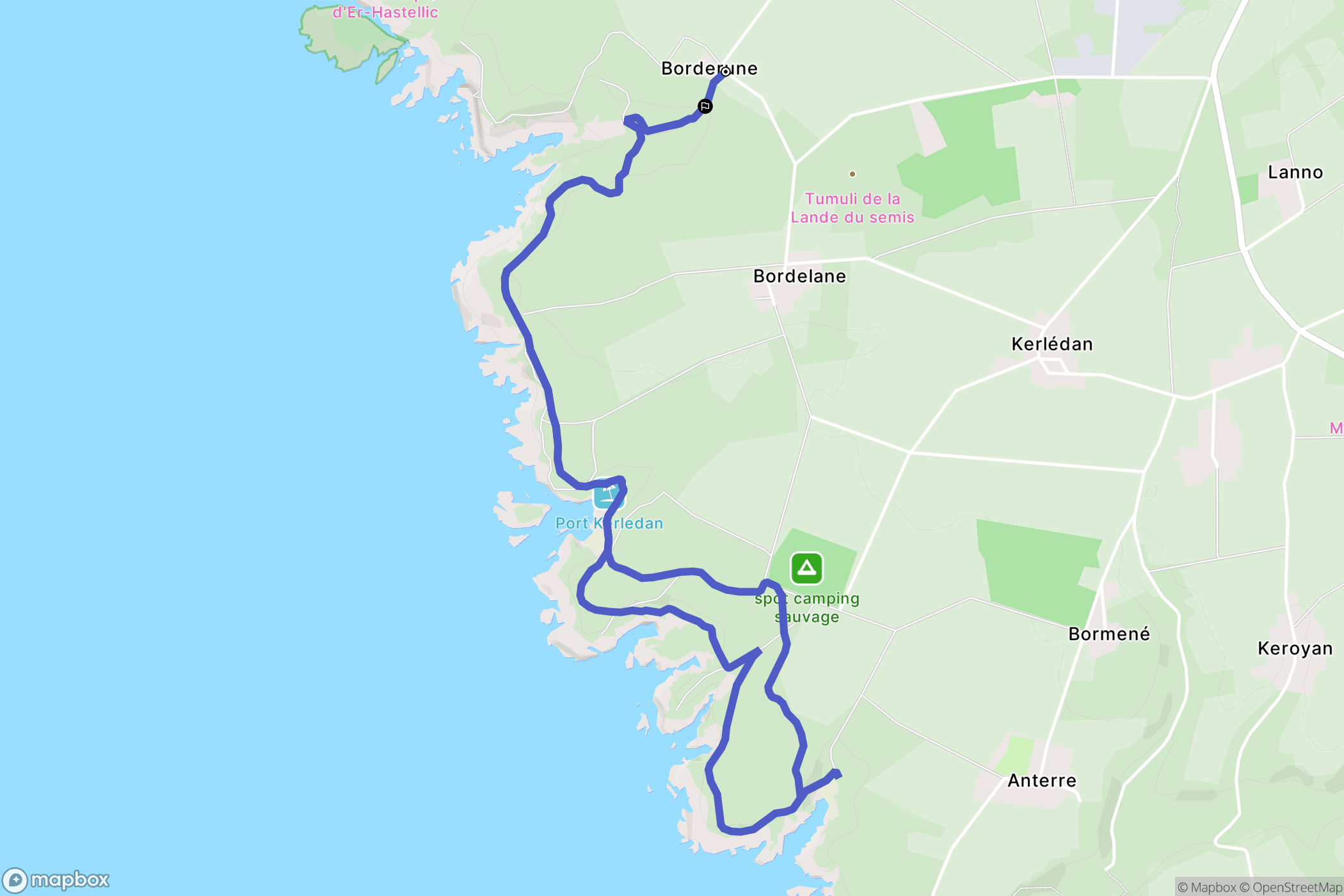 Sauzon : carte du parcours de randonnée - France