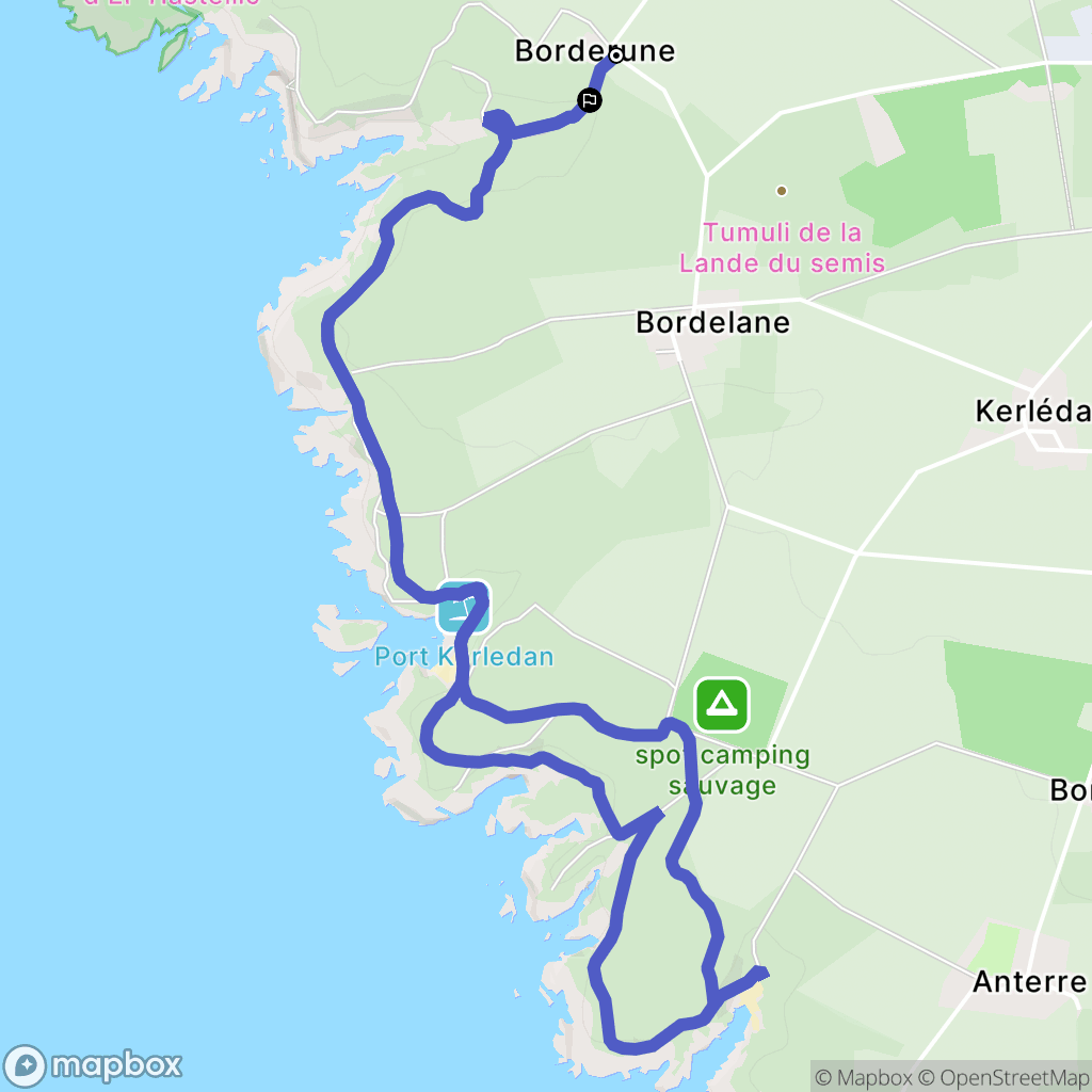 Sauzon : carte du parcours de randonnée - France