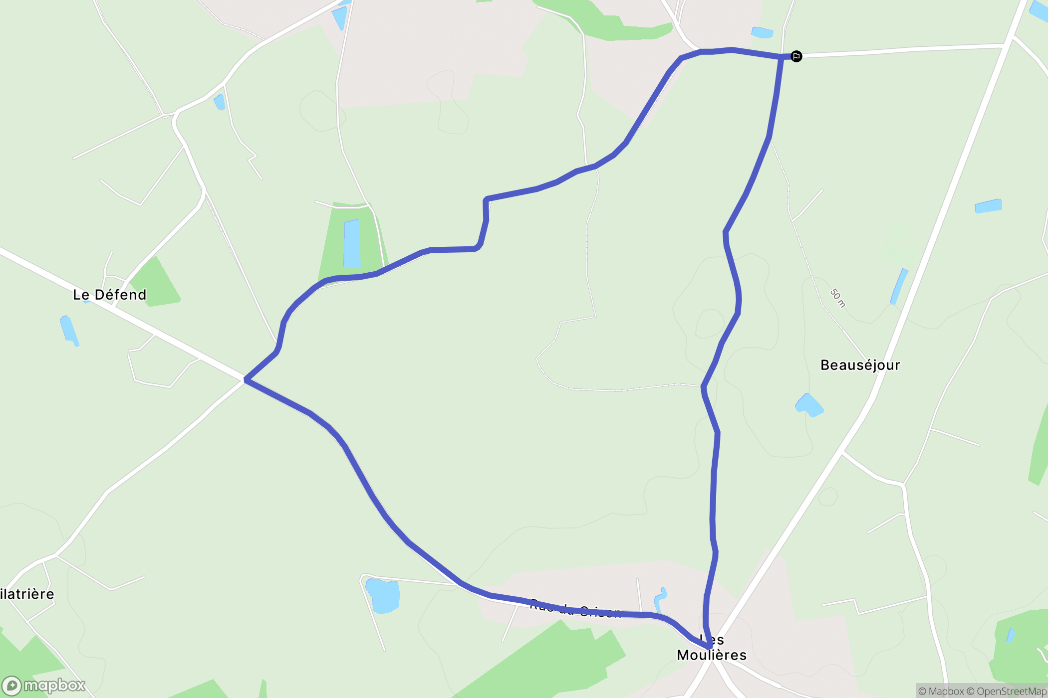 Beaulieu-Sous-la-Roche : carte du parcours de randonnée - France