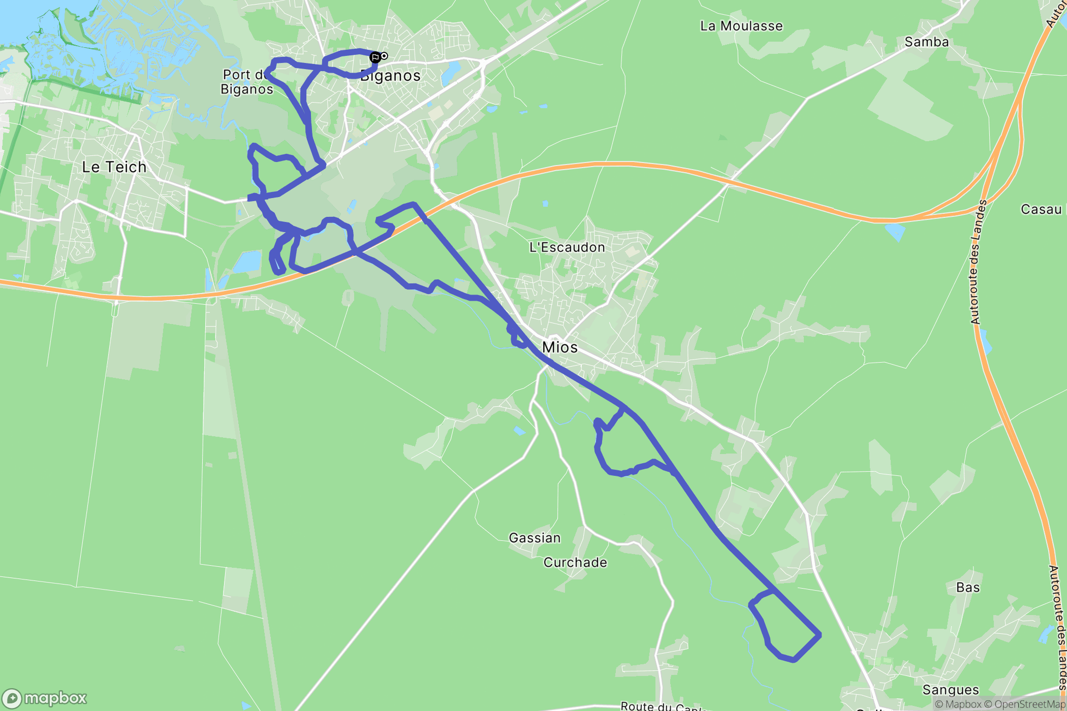 Biganos : carte du parcours de randonnée - France