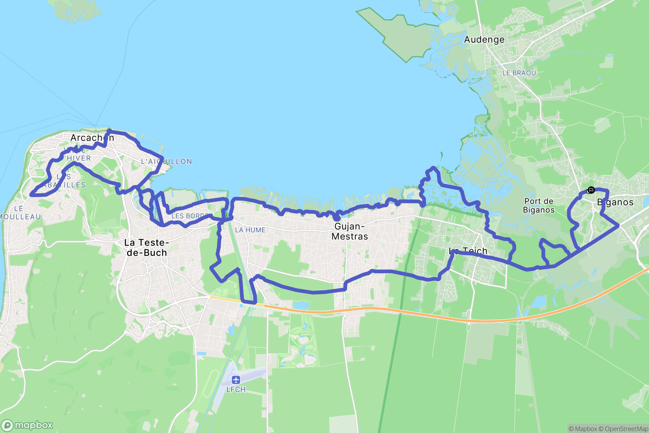 Biganos : carte du parcours de randonnée - France