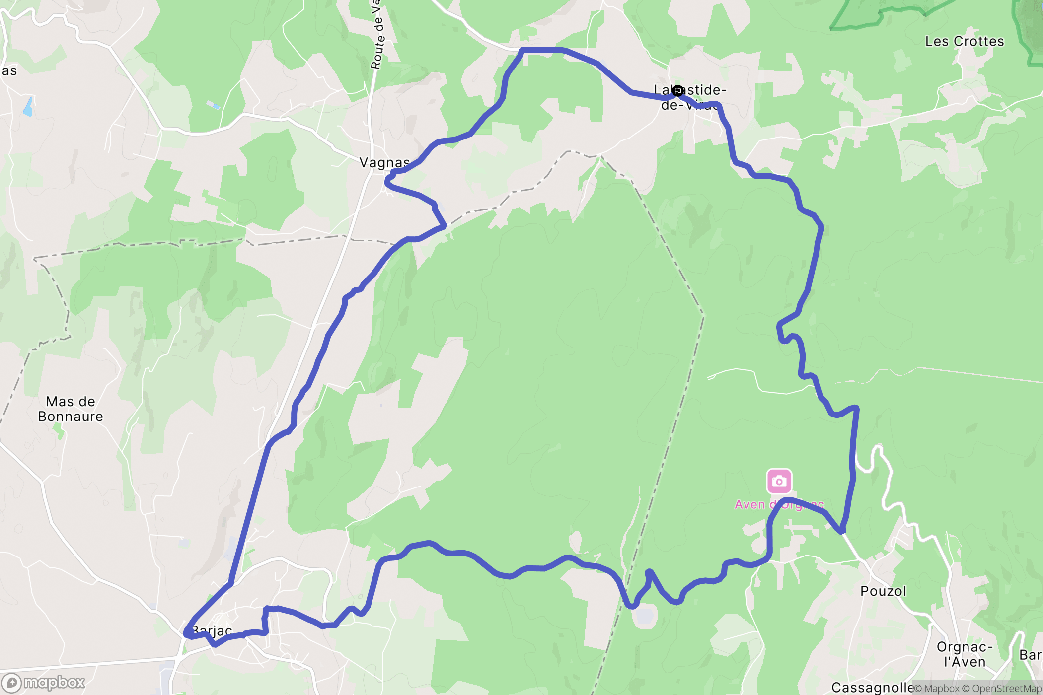 Labastide-de-Virac : carte du parcours de randonnée - France