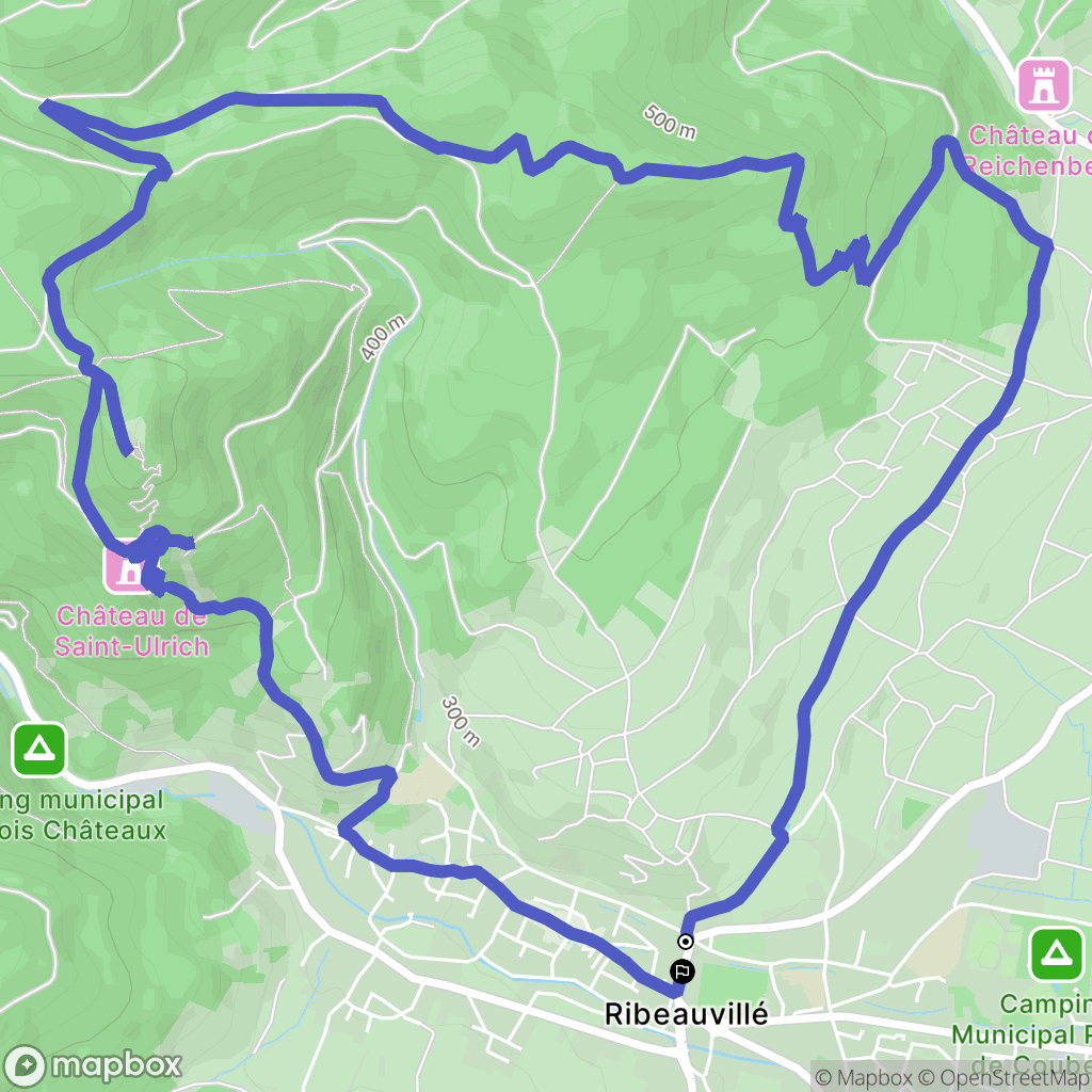 Ribeauvillé : carte du parcours de randonnée - France